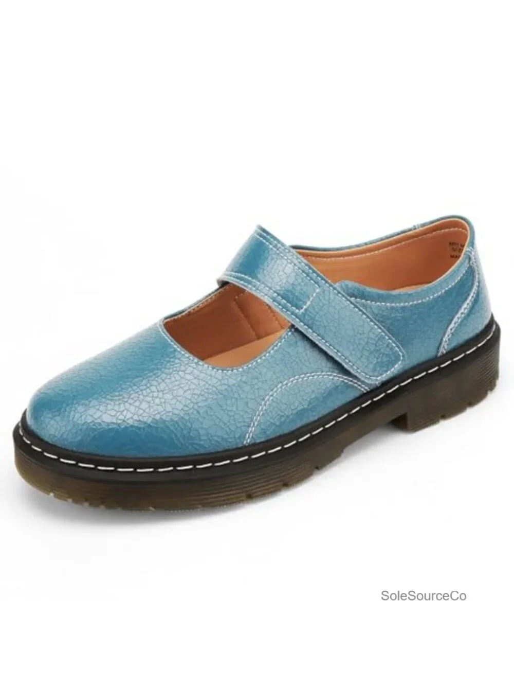 Women's Genuine Leather Mary Jane Flats with Memory Foam Insole, Hook and Loop